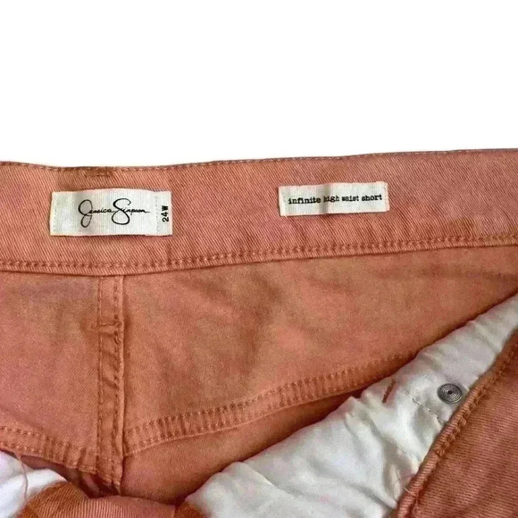 JESSICA SIMPSON Button Fly Infinite High Waist Short Plus Size 24W coral NWT - Picture 8 of 10